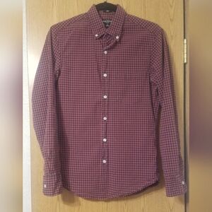J Crew Mercantile Flex Slim Casual Red and Navy Checkered Shirt Size Small